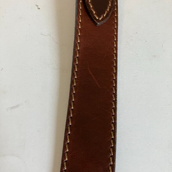 Duluth Belt Dark Brown Leather Brass Buckle Cowboy Stitched 90013 Size 40. - Picture 3 of 14